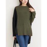 カーキ | パッチワークニットプルオーバー | Re-J＆SUPURE