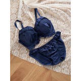 紺 | [D85 H95］ロマンティックフリルブラ＆ショーツ | Re-J＆SUPURE