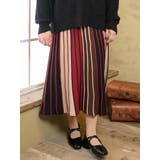 ワイン | 【Komachiコラボ】ストライプニットスカート | Re-J＆SUPURE