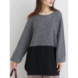 黒 | 畦編み切り替えドルマンニットトップス | Re-J＆SUPURE