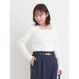 オフホワイト | ビジュー付きネックストリングトップス | Re-J＆SUPURE