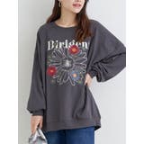 濃グレー | メニーフラワー刺繍裏毛トップス | Re-J&SUPURE