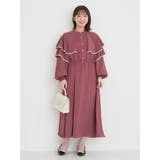 赤茶 | 配色フリルケープワンピース | Re-J＆SUPURE