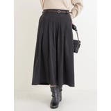 黒 | ベルト付きピーチ起毛タックワイドパンツ | Re-J&SUPURE