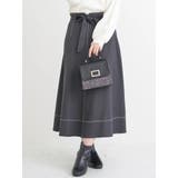 濃グレー | ウエストリボンフレアスカート(無地・チェック柄) | Re-J&SUPURE