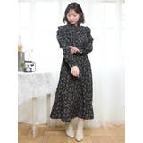 黒 | 花柄フリルワンピース | Re-J＆SUPURE