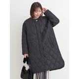 黒 | ひょうたんステッチキルトロングコート | Re-J＆SUPURE