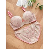 ベージュ | 【脇高】[D85-I95］フラワープリント刺繍ブラ＆ショーツ(モールドカップ) | Re-J＆SUPURE