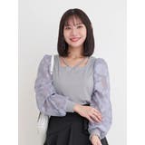 青 | スクエアネック袖花柄シアープルオーバー | Re-J&SUPURE