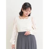 オフホワイト | スクエアネック袖花柄シアープルオーバー | Re-J&SUPURE