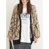 ベージュ | ラインジャガードフェザーニットカーディガン | Re-J&SUPURE