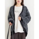 濃グレー | ラインジャガードフェザーニットカーディガン | Re-J&SUPURE