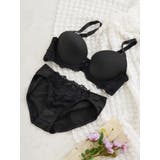 黒 | 【脇高】[D85-I95］スカラップレースブラ＆ショーツ(モールドカップ) | Re-J＆SUPURE