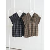 【WEB限定】チェック柄シャーリングブラウス | Re-J&SUPURE | 詳細画像1
