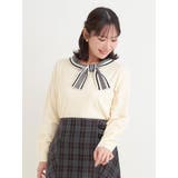 オフホワイト | 襟リボンニットトップス | Re-J&SUPURE