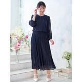 紺 | ［2WAY］シフォンジョーゼットプリーツワンピース | Re-J＆SUPURE