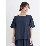 紺 | 【接触冷感】[らくちんケア]シボ袖バルーンプルオーバー（セットアップ可） | Re-J＆SUPURE