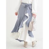 リボンベルト付き配色ラッフルマーメイドスカート | Re-J＆SUPURE | 詳細画像1 