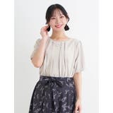 ベージュ | 【ラクケア】アクセサリー付き5分袖タックバルーンブラウス | Re-J&SUPURE