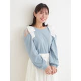 肩チュールシアーパール付きリボントップス | Re-J＆SUPURE | 詳細画像1 