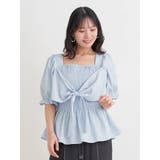 サックス | シャーリングリボンブラウス | Re-J＆SUPURE