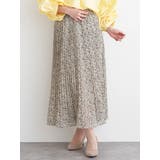 ベージュ | 花柄アソートプリーツスカート | Re-J＆SUPURE