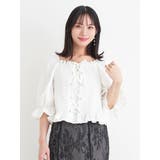 シャーリングレースアップブラウス | Re-J＆SUPURE | 詳細画像1 