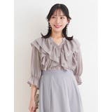 【WEB限定】２段フリルサテンブラウス | Re-J＆SUPURE | 詳細画像1 