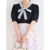 黒 | 【接触冷感】レースボウタイニットトップス | Re-J&SUPURE