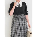 黒 | 【WEB限定】リボンブラウスドッキングチェック柄ワンピース | Re-J&SUPURE