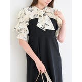 フリル花柄ボウタイブラウスドッキングワンピース | Re-J&SUPURE | 詳細画像1