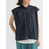 黒 | リーフプリントシャツブラウス | LUDIC PARK