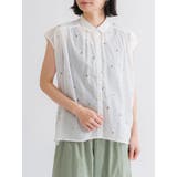 オフホワイト | リーフプリントシャツブラウス | LUDIC PARK