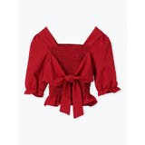 赤 | 無地シャーリングリボンブラウス | LUDIC PARK