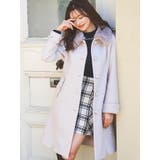 ピンク | フェイクウールファー襟付きロングコート | LUDIC PARK