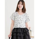 サックス | 小花柄 レースアッププルオーバー | LUDIC PARK