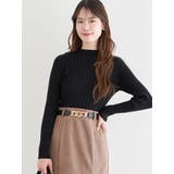 黒 | ランダムリブボトルネックニットトップス | LUDIC PARK