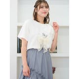 オフホワイト | ネコリボン×パールTシャツ | LUDIC PARK
