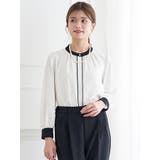 オフホワイト | ラクケア 配色パイピングブラウス | LUDIC PARK