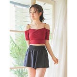 赤 | チェーン×オフショル水着 スイムウェア 3点セット | Resort Island