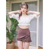 ストライプシフォン×オフショル水着 スイムウェア ２点セット | Resort Island | 詳細画像1 