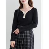 ヘンリーネックリブニットトップス（無地・ボーダー柄） | LUDIC PARK | 詳細画像17 