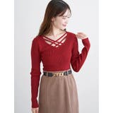 赤 | フロントクロスリブラメニットプルオーバー | LUDIC PARK