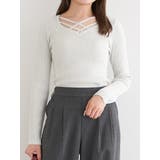 オフホワイト | フロントクロスリブラメニットプルオーバー | LUDIC PARK