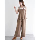 モカ茶 | [SET]スエードポンチラップ風キャミソール×ワイドパンツ | LUDIC PARK