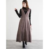 茶 | バックリボンスエードポンチジャンパースカート | LUDIC PARK