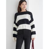 黒 | シャギーボーダーショート丈ニットプルオーバー | LUDIC PARK