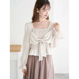 フロントリボンシャーリングブラウス（無地・チェック柄） | LUDIC PARK | 詳細画像2 