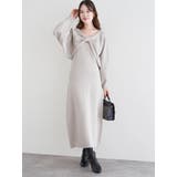 ベージュ | [SET]リボンモチーフトップス×キャミワンピース | LUDIC PARK