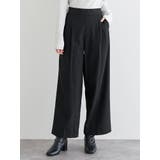 黒 | ラクケア 起毛無地ワイドパンツ | LUDIC PARK